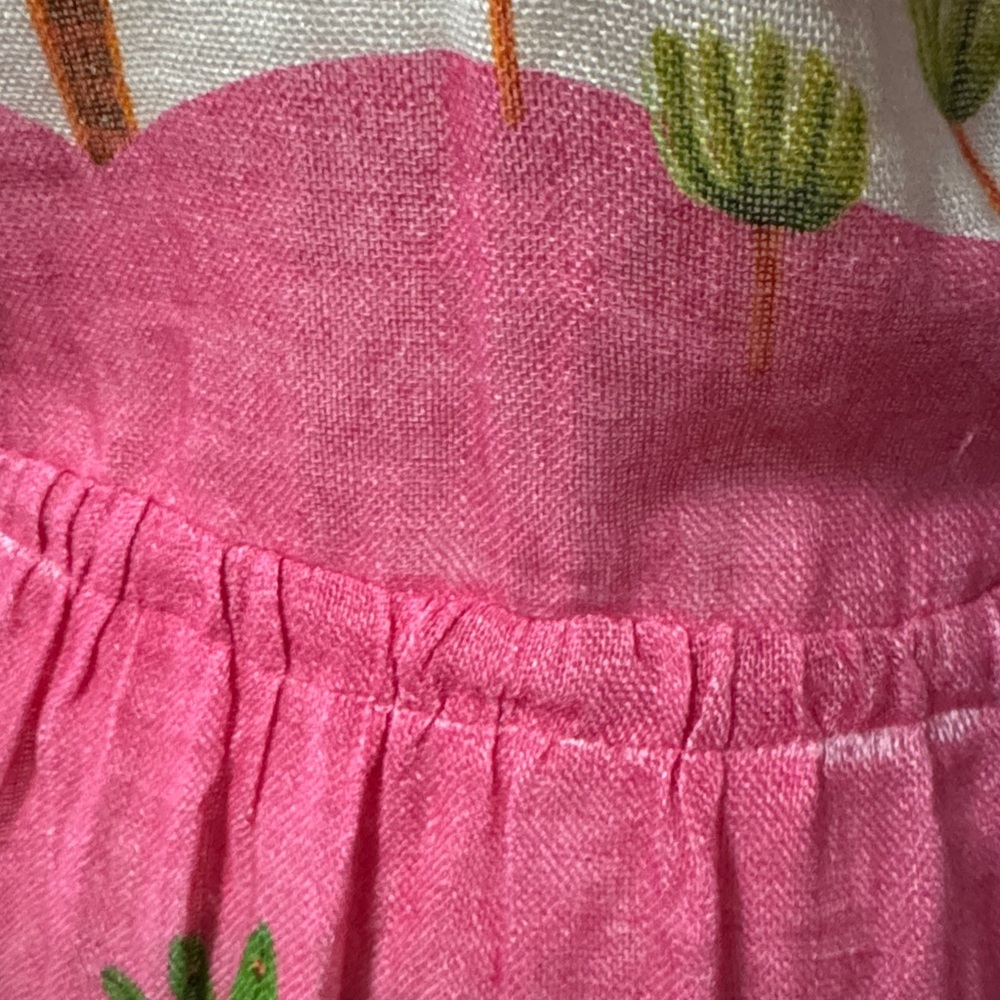 Pin-Up Stars Linen Maxi Dress-Sz S-Flutter Sleeve-Pink/Orange/Green-Sexy V Neck - Picture 13 of 17